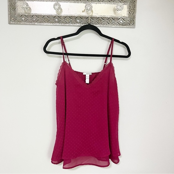 ASTARS Maroon Lace Polka Dot Tank Top Small - Picture 1 of 5